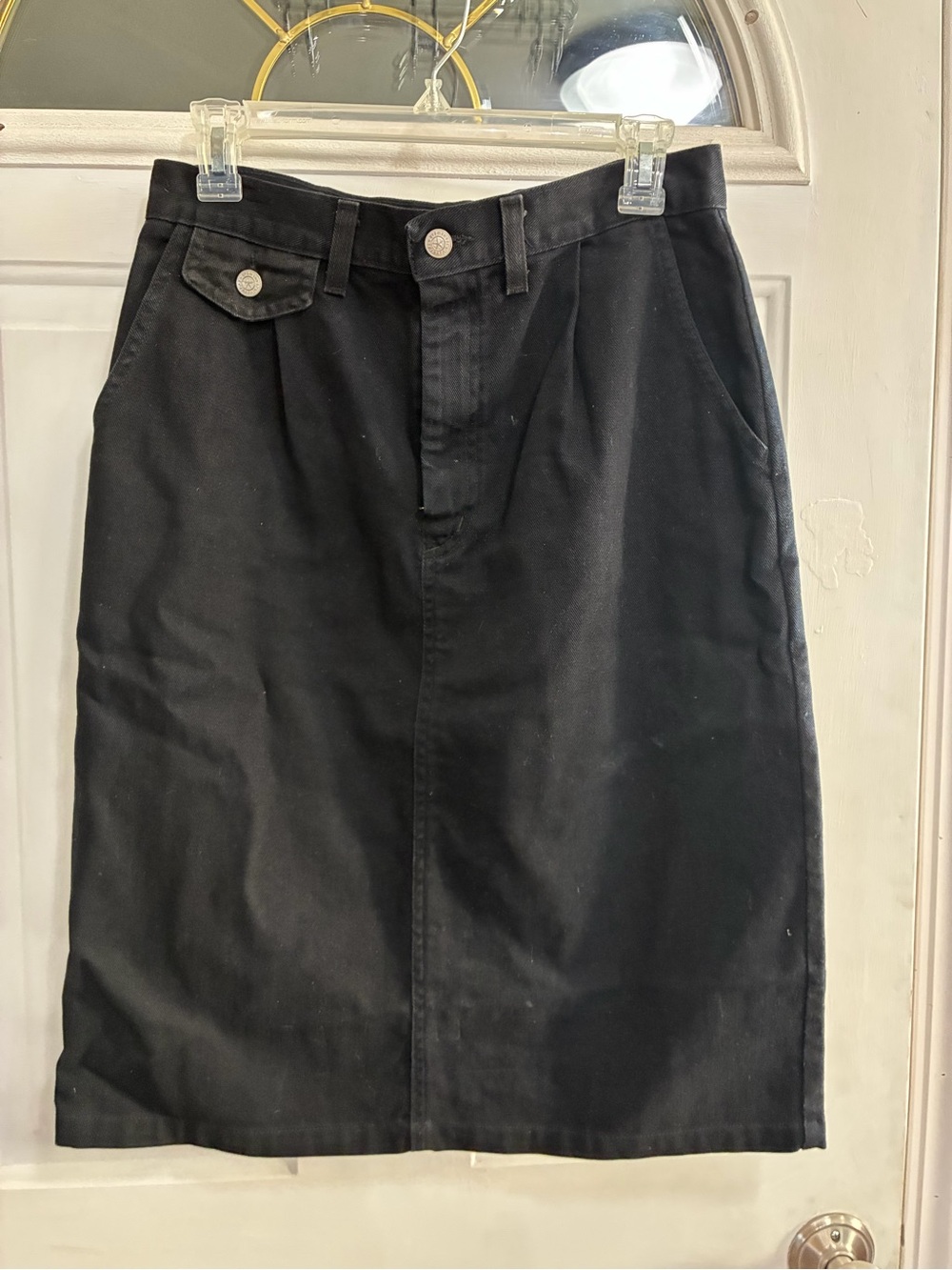 Classic Black Cotton-Blend Pencil Skirt